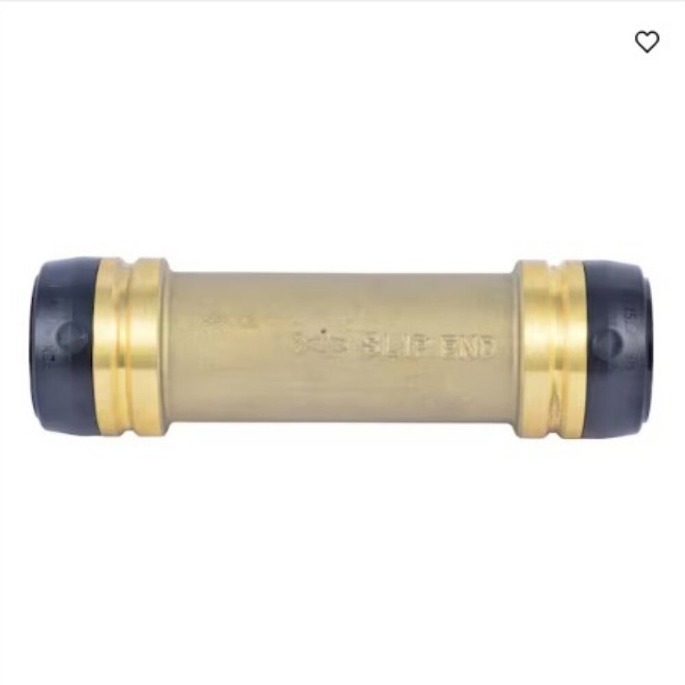 New 1-1/4 " x 1-1/4" Push-to-Connect Slip Brass Coupling Fitting